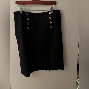 Ralph Lauren black skirt with gold button trim